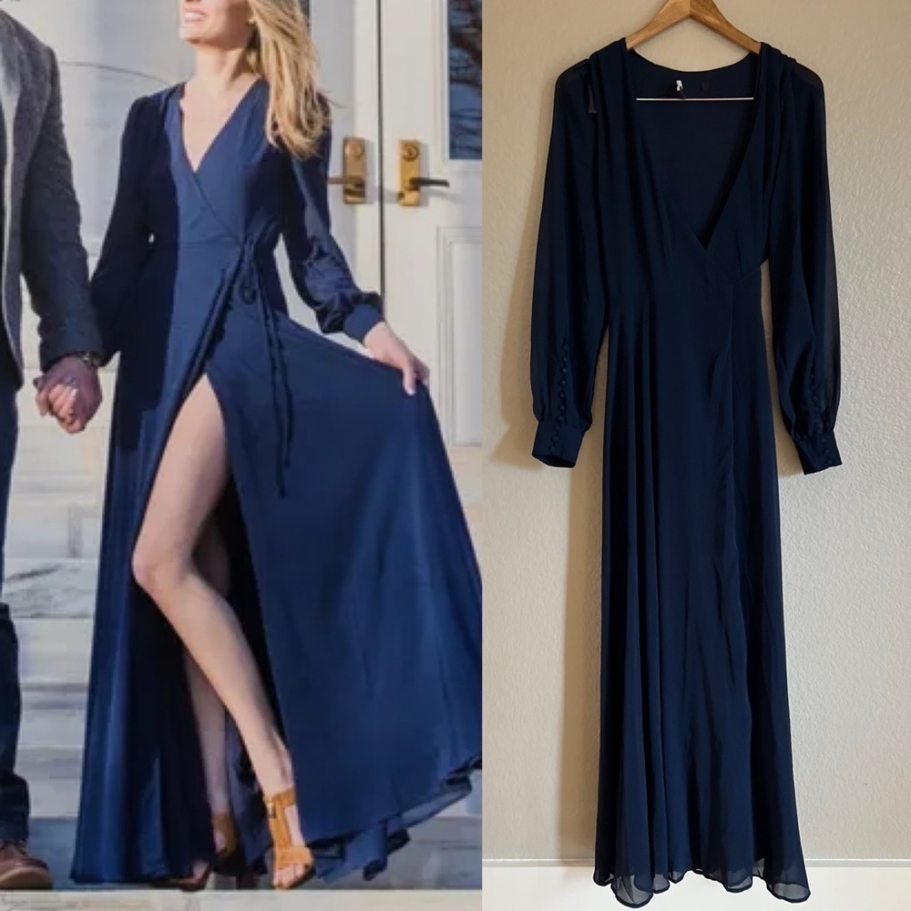 NWOT My Whole Heart Dark Navy Blue Long Sleeve Wrap Dress